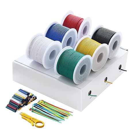 22 AWG 0.34mm² PVC Hook Up Wire Kit, 6 Colours, 26 ft