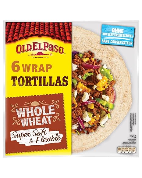 Old El Paso Wrap Tortillas - Mexican Whole Grain Wraps - 1 x 350g
