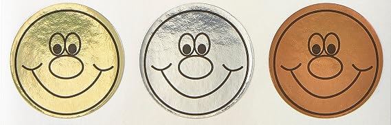 Sticker Solutions Gold Sliver Bronze Smile Stickers (Pack of 180)