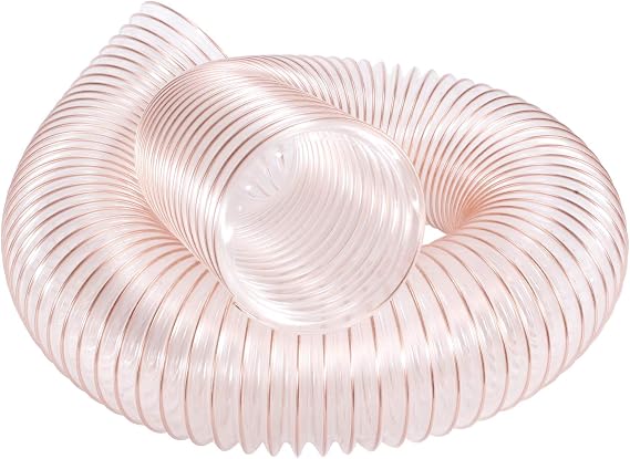 Dust Collection Hose, Hon&Guan 4" x 6.65' Vacuum Hose Ultra Flex Clear-Vue Heavy Duty PU Hose Use with Dust Collectors or HVAC Systemwith Steel Wire Reinforcement.