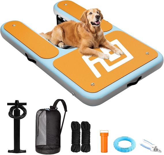 Dog Pool Ramp | 6040" Pet Water Ramp | Dog Boat Ladder for Large Dogs Up to 230lbs | 95% Large Area EVA Covered | Claw-Friendly & Stable | Inflatable Pup Plank for Lakes, Pools, Boats