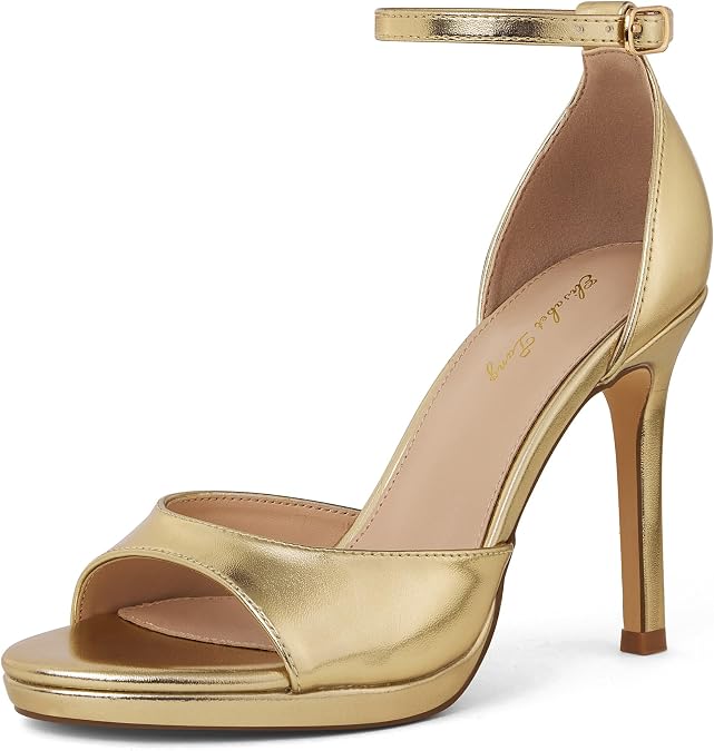 Elisabet Tang Women's High Heels Round Open Toe Platform Heeled Sandals