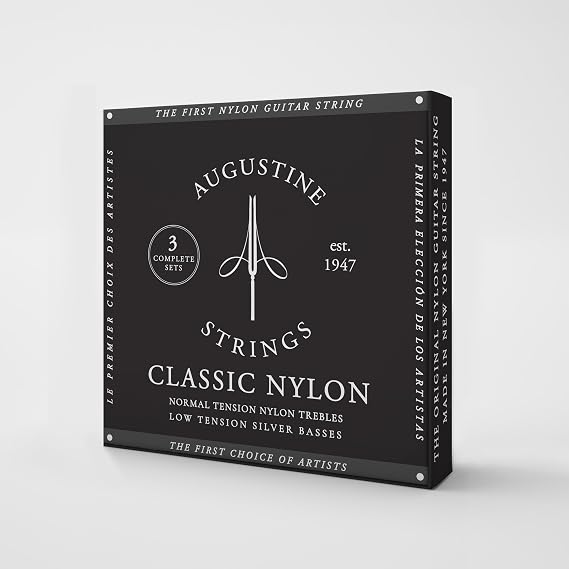 Augustine Strings Classic Black - Low Tension Classical Guitar Strings - The Original Nylon String - 3 Sets