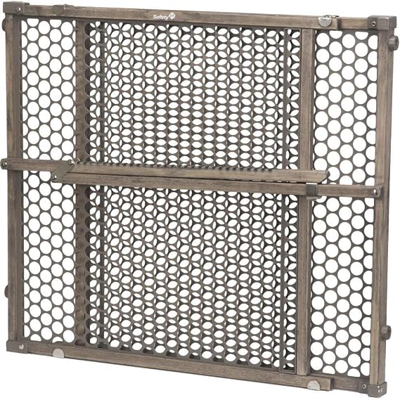 Safety 1st Adjustable Baby Gate for Doorways, Pressure Mount Fastening Gates for Pets, Toddlers, Babies, Children, Vintage Wood, Grey