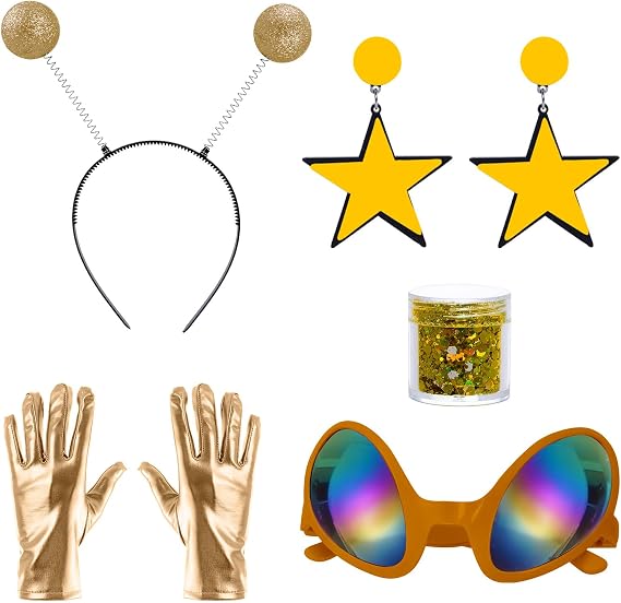 5 Pcs Alien Costume Antenna Headband Glasses Gloves for Halloween