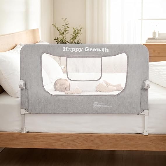 Foldable Bed Rail for Toddlers, Swing Down, 43in Bed Rail Guard with Stability Base, Breathable Child Safety Bed Bumpers, Fits Queen, King, Twin, Full, No Tools Needed (43in)