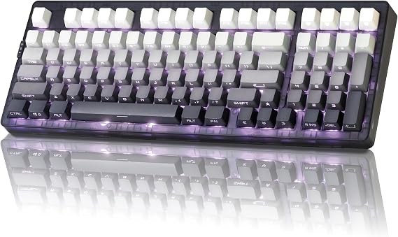 ZORNHER ZH980 Mechanical Keyboard Wireless,95% Black & White Creamy Keyboard with Number Pad,Gaming Keyboard with Number Pad,Lighted Up PBT Keycaps,Creamy Sounding Linear Switches,Full Size