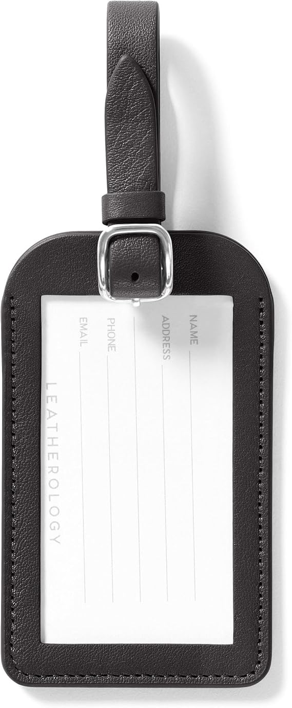 Leatherology Standard Luggage Tag - Full Grain Leather - Black Onyx