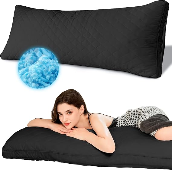 Ubauba Memory Foam Body Pillow, Full Large Body Pillows for Adults, Firm & Fluffy Long Bed Pillows for Sleeping (20x54 inch, Black)