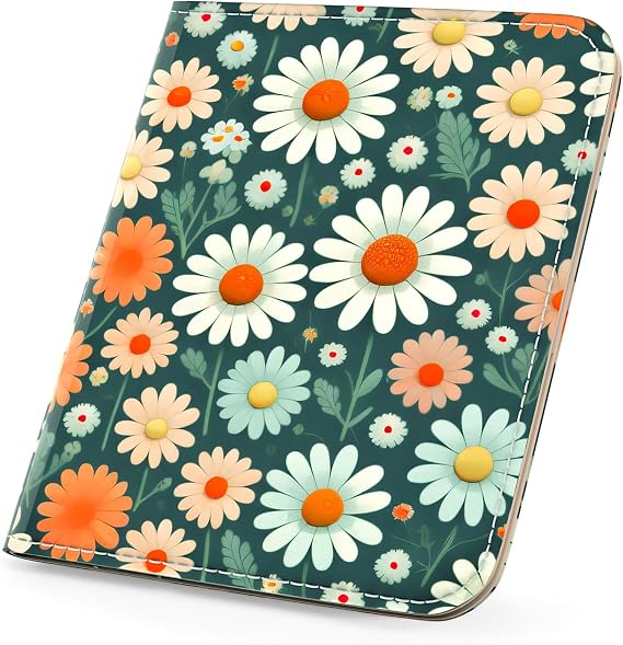APHISON Purses for Women Small Wallet with Zipper RFID Blocking Slim Vegan Leather Wallet Bifold Card Holder Coin Pocket Ladies Purse with ID Window Daisy