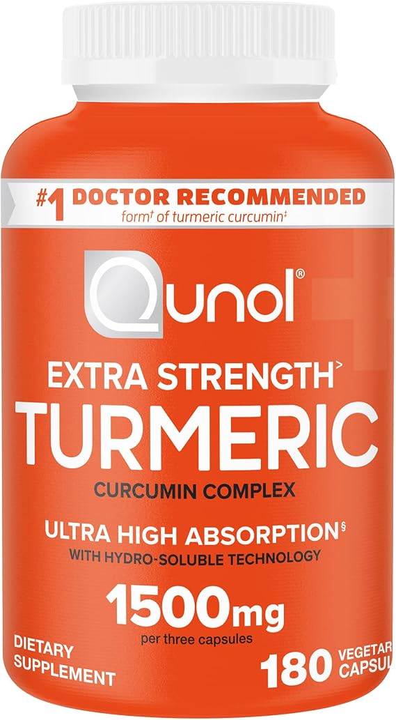 Qunol Turmeric Curcumin 1500mg, Ultra High Absorption Supplement, 180 Count