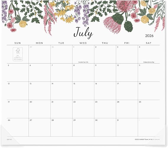 Cabbrix Magnetic Calendar for Refrigerator 2026-2027, 18 Months Magnet Fridge Calendar July 2026 to December 2027, 13" x 11-1/2", Easy Planning (Flower)