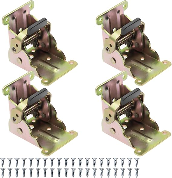 4 Psc Foldable Bracket,Heavy Duty Foldable self Locking Hinge 90 Degrees Folding Hinge Bracket Lock Extension Support Hardware for Table Leg Bed Leg Feet