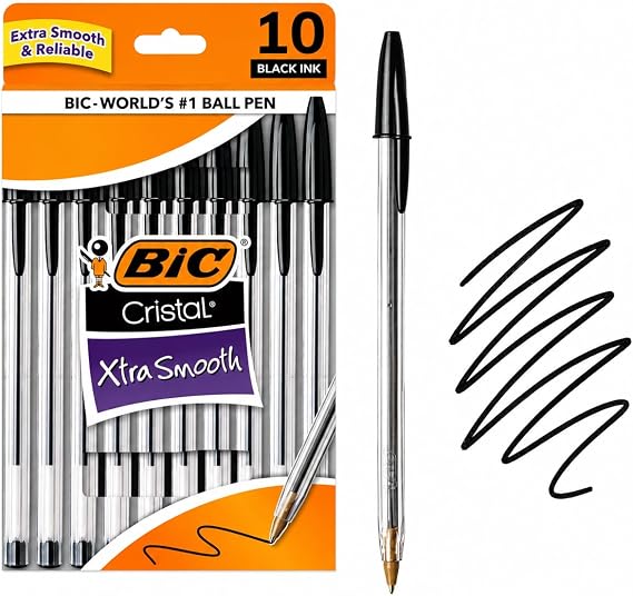 Bic MSP10-BLK Xtra Smooth Black Ballpoint Pens, Medium Point 10-Count