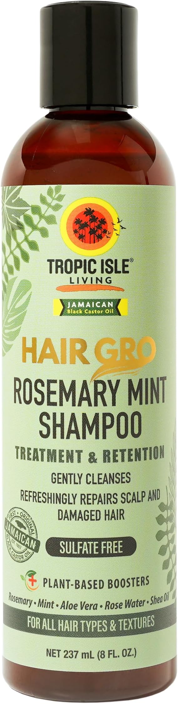 Gro Rosemary Mint Shampoo 8oz/ 237ml - Gently Cleanses, Refresh Scalp and Damaged Hair with Rosemary Mint Infused Formula