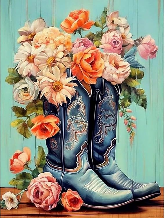 Cowboy Boots Diamond Painting Kits for Adults - Diamond Art Kits for Adults