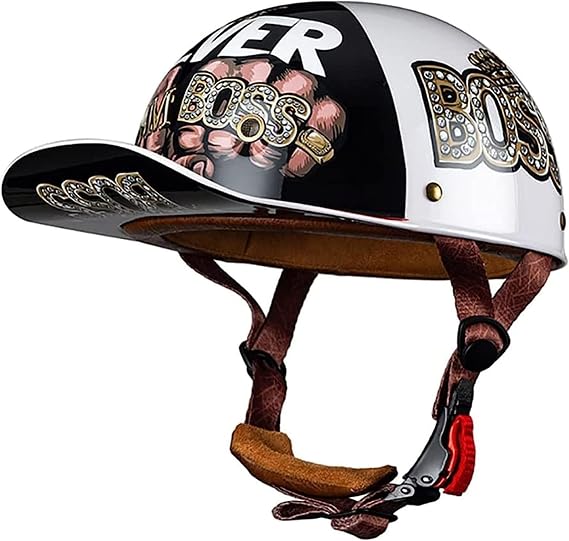 Motorcycle Baseball Cap Half Helmet, Low Profile Cool Half Helmet, Skull Cap Open Helmet,DOT Certified Half Shell Scooter Motorcycle Cruiser Lightweight Helmet Adult Men Women