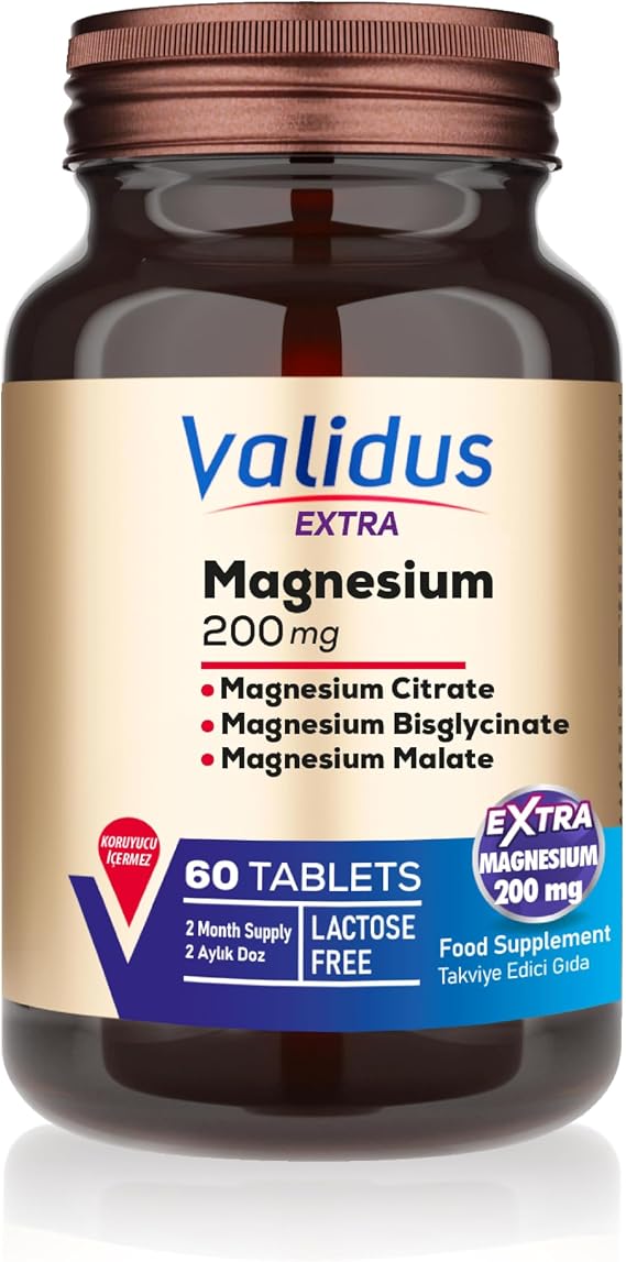 Validus Magnesium Complex Bisglycinate Sitrat Malat 200 Mg 60 Tablets