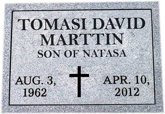KUMADA Human Memorial Stone, Headstone Gravestone Grave Marker Tombstone Monument Garden Stone for Pet Dog Cat, Memorial Plaque Custom Engraved Photo Text, Granite (14x10x2 Inch, Grey)