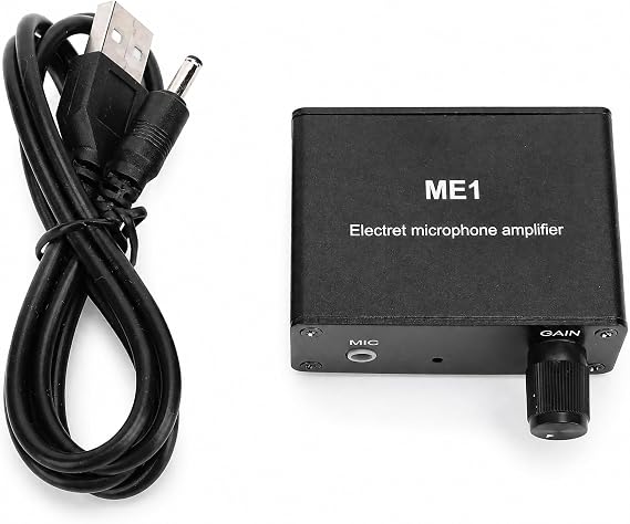Microphone Preamp, Electret Microphone Amp, Adjustable Gain 0-20db Sound Amplifier, Audio, Microphone Preamplifier for Podcast, Livestream, Broadcasting