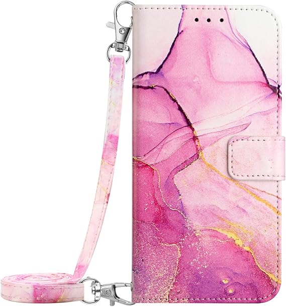 Compatible Sony Xperia 10 VI Case Notebook Type SO-52D/SOG11 Cover for Sony Xperia 10 VI Cover Wallet Type Stylish Marble Pattern Stand Function Mobile Cover Shoulder Cross Crossbody Strap Length