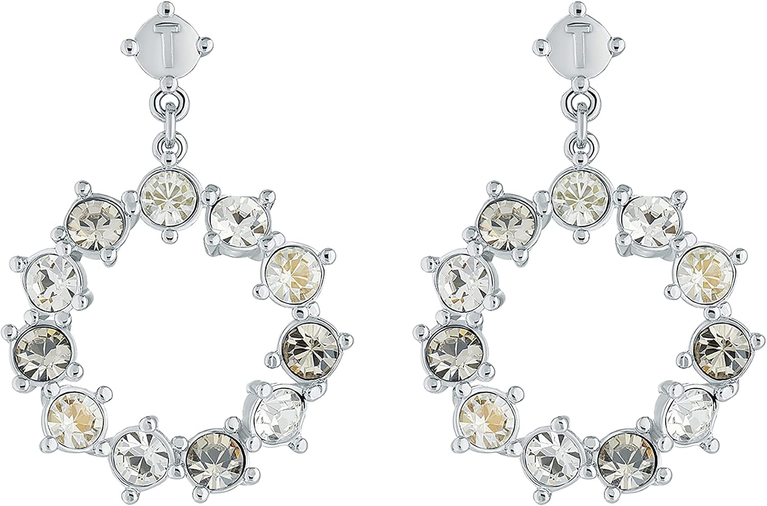 Ted Baker Crissty Large Crystal Hoop Drop Earring Silver ToneClear Multi Crystal