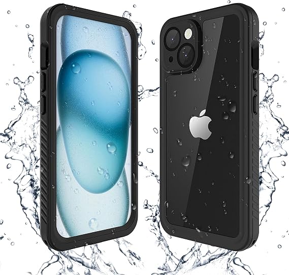 Lanenas for iPhone 15 Case, Waterproof Case with Built-in Screen Protector, Full Body Dustproof Shockproof Heavy Duty Tough Rugged Phone Protective Cover for iPhone 15 6.1inch Black