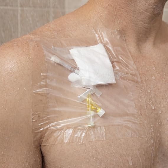 PICC Line Bandage Protector Shield for Shower - Transparent Film PD Wound Dressing Barrier, Waterproof, 7Pcs (7x7")