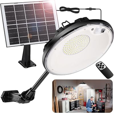 Ropelux Solar Lights Outdoor Indoor, 3500LM 4 Modes 1 All Day Mode Motion Sensor Security Shed Light with Remote, Waterproof Dusk to Dawn Light for Gazebo Yard Garage Patio