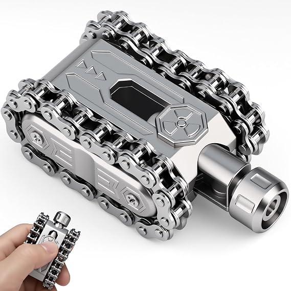 Tank Fidget Spinner, Fidget Hand Roller Slider for Kids Adults, Metal Sprocket Chain Fidget Toy, Sensory Toy for Stress Relief, Cool Desk Toy Gift for Boys Teenagers Office Home