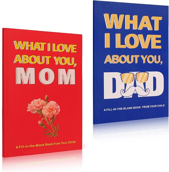 What I Love About You, Mom & Dad, I Wrote A Book About You and The Reasons Why I Love You, Christmas White Elephant Gifts Birthday Gifts for Mom Dad, Stocking Stuffers for Women Men Her Him