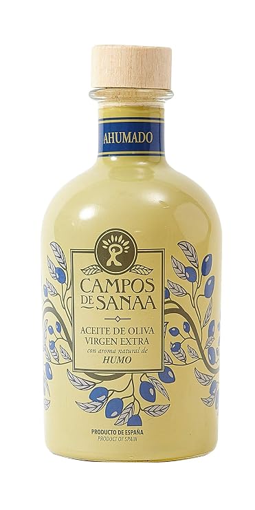 Campos de Sanaa Smoked Olive Oil (Blend of Picual, Hojiblanca and Arbequina) from Spain, 250 milliliter (8.45 fl.oz.)