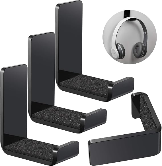 Weewooday 4 Pieces Headphone Hanger Headset Stand Holder, Black