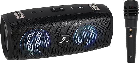 Rockville RPB-KAR Portable Bluetooth Speaker with Karaoke Microphone, Black