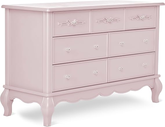 Evolur Aurora 7 Drawer Double Dresser, Dusty Rose