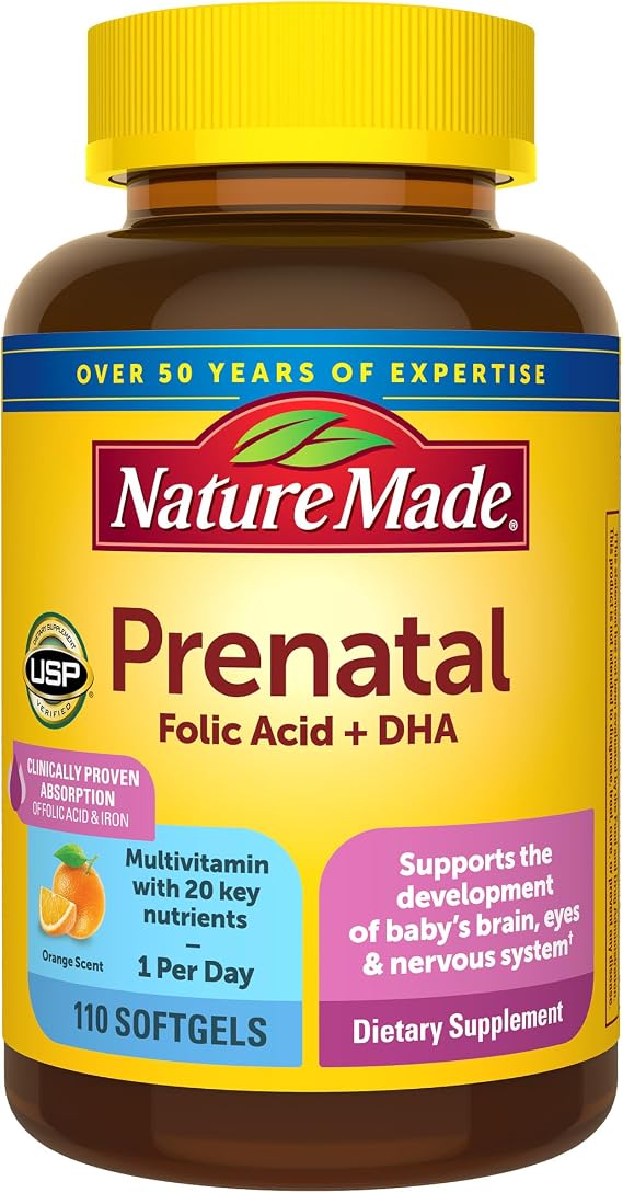 Nature Made Prenatal Vitamins for Women with Folic Acid + DHA, 90 Softgels