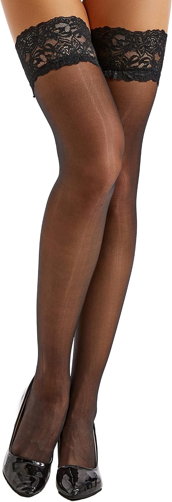 Frola Silicone Lace Thigh High Stockings for Women Ultra Thin Run resistant Women's Sheer Tights 0D Feel
