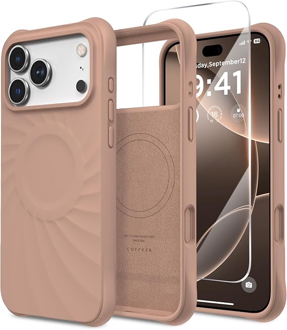 マグネット式 iPhone 17 Pro Max ケース シリコンカバー ライトブラウン