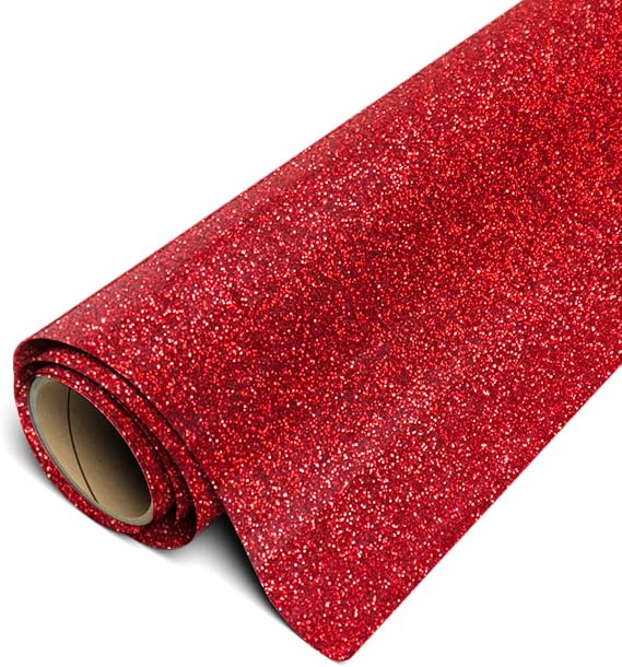 Siser Glitter HTV 11.8"x10ft Roll - Iron on Heat Transfer Vinyl (Red)