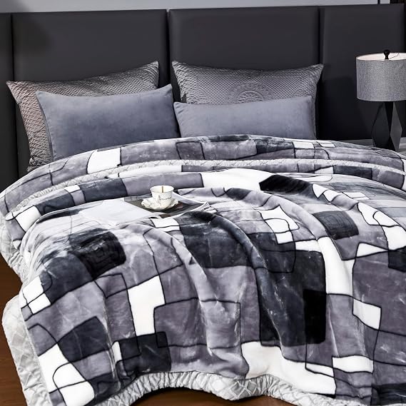LGYKUMEG Heavy Korean Mink Blanket King Size, 2 Ply Reversible Raschel Bed Blanket,Warm Blanket for Autumn Winter,200230Cm 4Kg,Suitable for Bed, Sofa, Outdoor, Car, Etc.,F,200 * 230cm