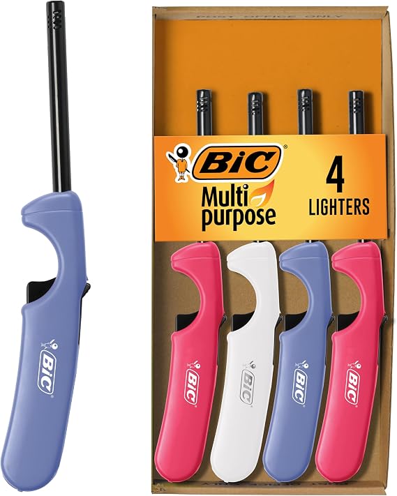 BIC Multi-Purpose Classic Lighters, Reliable Candle and BBQ, 4-Pack