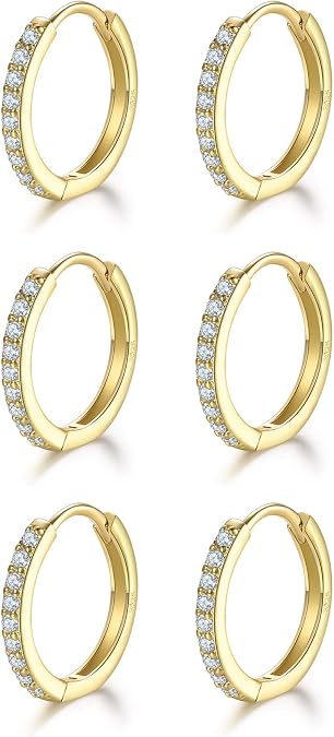 Dlihc 6 Pairs Sterling Silver Hoop and Stud Earrings Set for Women Men