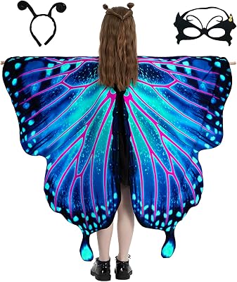 Halloween Costumes for Kids, Butterfly Wings, Butterfly Costume for Girls, 3PCS Fairy Wings Set