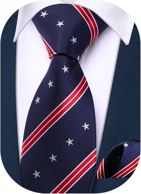 Barry.Wang Boy's Self Necktie for Kids Tie Silk Pocket Square Set