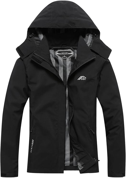 DECKTIN Women's Waterproof Raincoat Lightweight Rain Jacket Detachable Hood Travel Outdoor