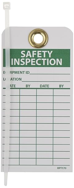 NMC Safety Inspection Tag with Grommets, Pack of 25, Double-Sided