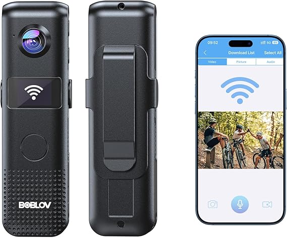 BOBLOV C18 128G WiFi Body Camera: One-Touch Recording and Small OLED Screen for User Friendly, 4Hours Recording, 1080P Wearable Cam with 1/4" Tripod Thread for Biking, Security, Personal Use