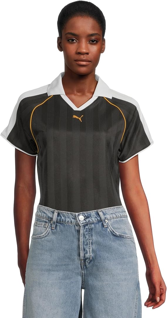 PUMA Womens T7 Relaxed Collared Short Sleeve Jersey Casual - Black