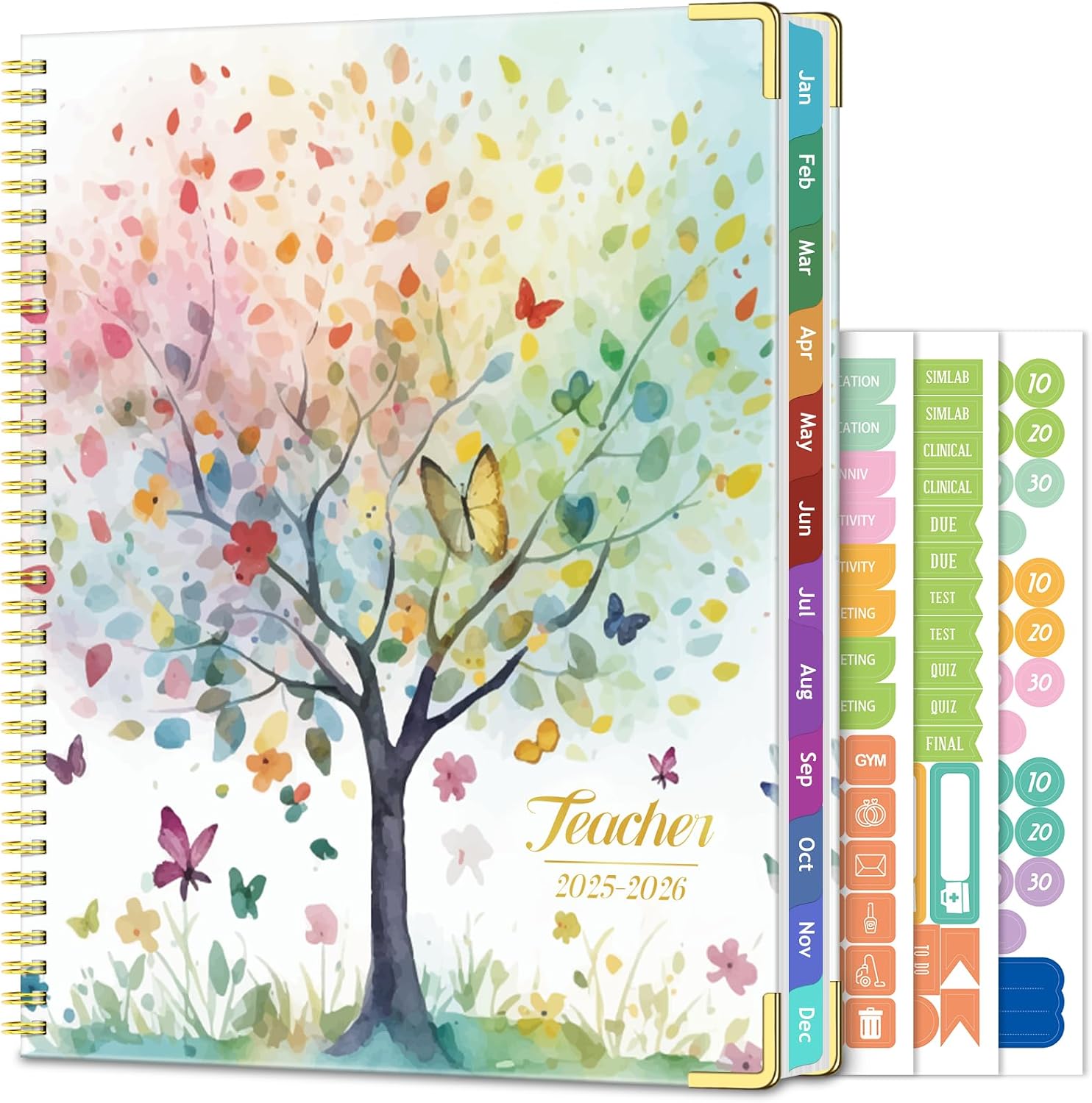 Teacher Planner 2025-2026 Academic Year, Aug.2025 - Jul.2026, 8.5 x 11 Lesson Planner Book for Teachers, Hardcover Teacher Planners with Colorful Monthly Tabs for Homeschool & Classroom Organization - Tree