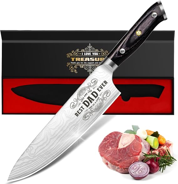 Funistree Gifts for Men Dad Christmas Day from Daughter Son Kids, 8 inch Pro German 1.4116 Chef Knife, Best Kitchen Knife Gifts Set for Him husband Birthday Anniversary 20 cm